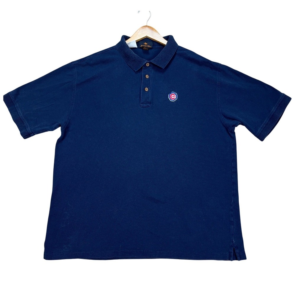Chicago Cubs Antigua Polo Mens XL Navy Blue Short Sleeve Performance Golf MLB